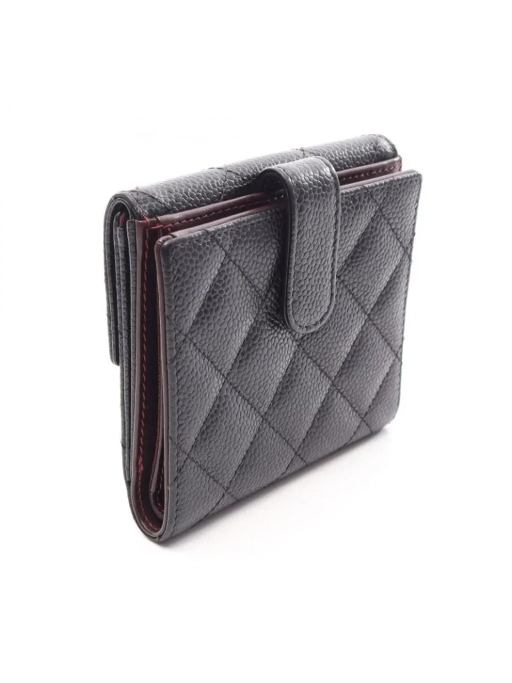 Chanel Snap Wallet Quilted Black Caviar Leather